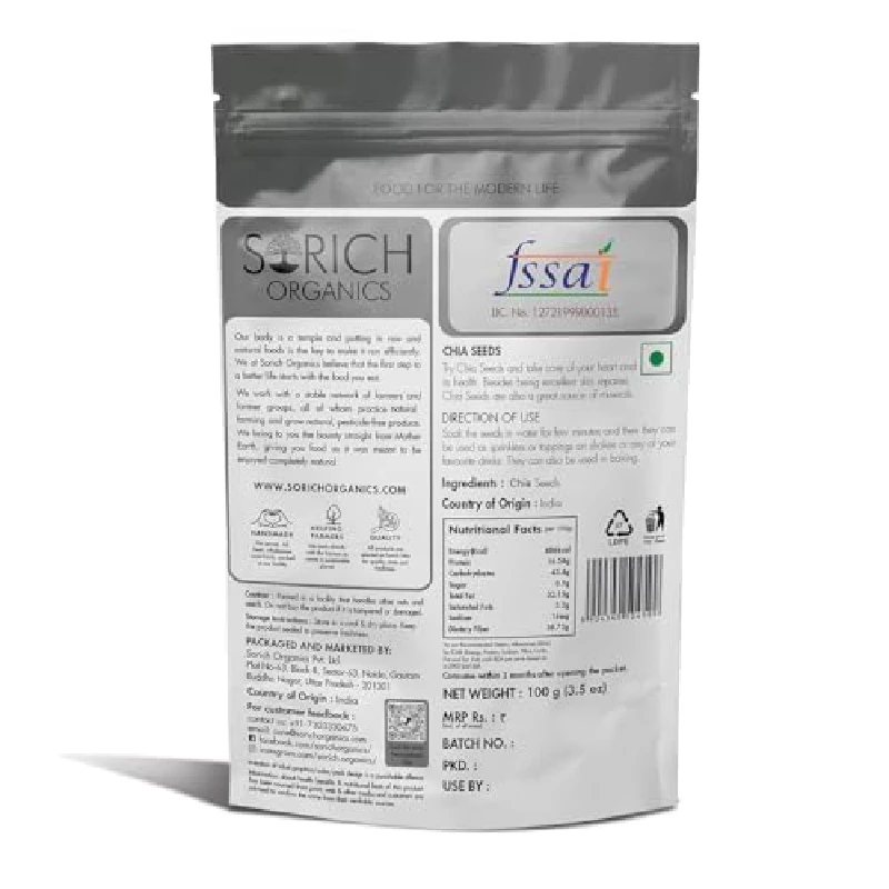 Sorich Organics Raw Chia Seeds for Eating, 100 g-6.webp